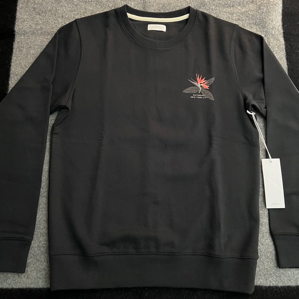 SATURDAYS NYC 2018 "Bowery Paradise" Black Crewneck Sweatshirt MEDIUM NWT